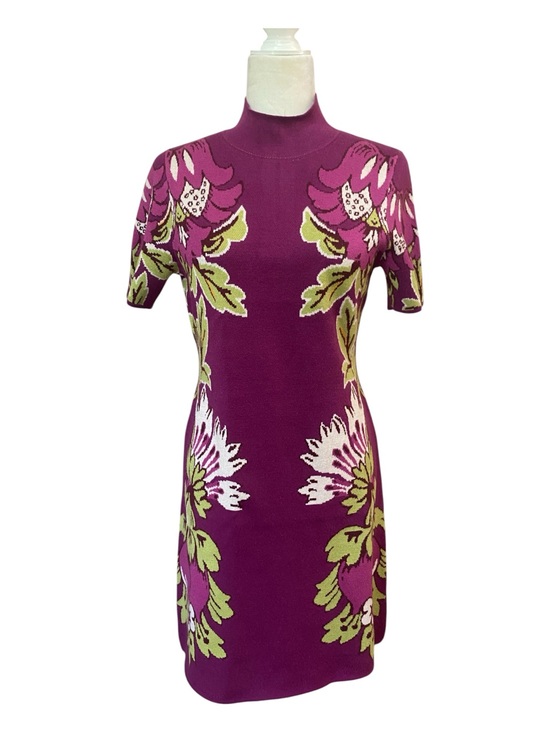 Anthropologie Dresses & Skirts - Anthropologie Womens Purple Floral Knit Sheath Dress Mock Neck